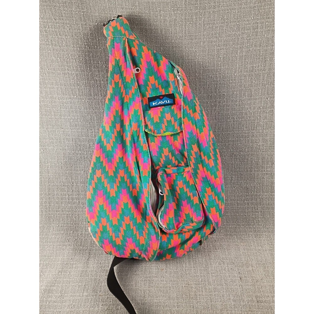 KAVU Women's Rope Sling Backpack Zig Zag Multicolor Limited Edition     15